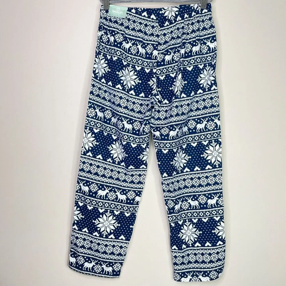 New Magellan Flannel Lounge Moonlight Ocean Fair Isle Pant Women's Size Large